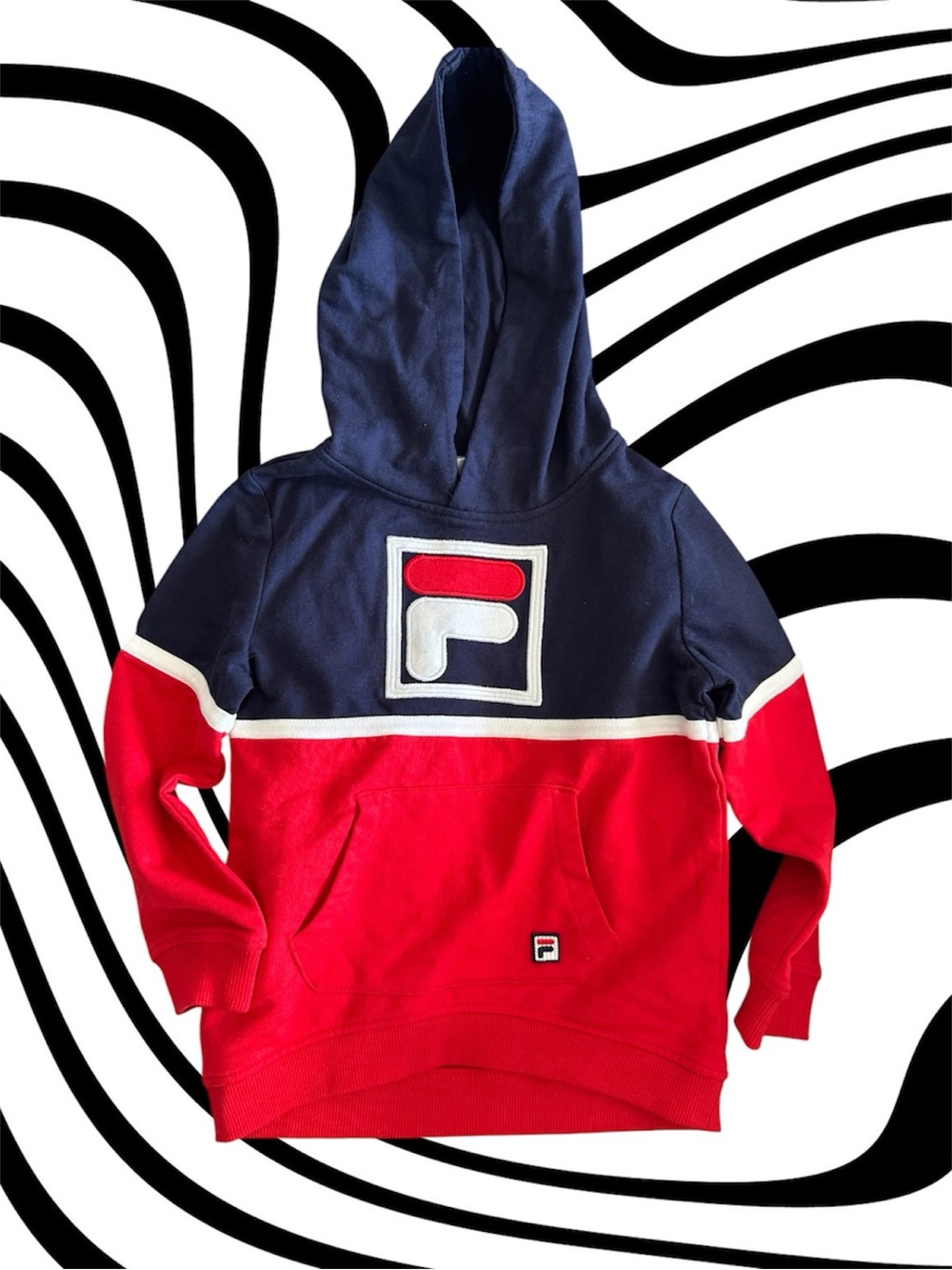 Fila Kids Color Block Hoodie in Navy & Red